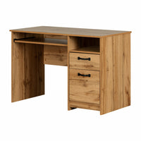 South Shore - Tassio Bureau de travail Chêne nordique-TIRETTE À CLAVIER: en plus de la grande surface de ce meuble, vous disposerez aussi d’une tirette à clavier. Vous pourrez y relaxer vos avant-bras et libérer un peu votre surface de travail!
