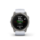 Garmin - Epix Pro Sapphire Edition - 51mm Titane avec bracelet Whitestone-NOUVEAU score d'endurance : mesurez votre capacité à soutenir des efforts prolongés et combinez les données d'entraînement de toutes vos activités sportives pour vous aider à comprendre l'impact de l'entraînement sur votre endurance globale. Cette mesure dynamique utilise votre VO2 max, vos charges d'entraînement à court/long terme et d'autres facteurs pour évaluer vos progrès physiques au-delà de la seule VO2 max