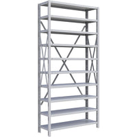 Metalware – Étagère enclenchable RK233, 10 tablettes, 36 x 18 x 76 (po), gris pâle-Système de tablettes ajustables offrant un espace de rangement solide, mais économique qui convient à vos besoins