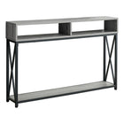Monarch Specialties - 3572 Table D'Appoint 48 po L - Console D'entrée Gris/Noir-Surface d'aspect bois fini gris