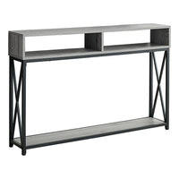 Monarch Specialties - 3572 Table D'Appoint 48 po L - Console D'entrée Gris/Noir-Surface d'aspect bois fini gris