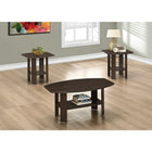 Monarch Specialties - 7924P Ens De Tables - 3Pcs/Espresso-Table basse : 22 haut. x 16 larg. x 36 prof. (po) Table d'appoint : 20 haut. x 20 larg. x 20 prof. (po)