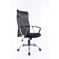 Brassex – Fauteuil de bureau 1042 avec hauteur et inclinaison réglables, noir-Chaise à dossier haut et appui-tête offrant un soutien complet de la colonne vertébrale