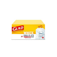 Glad - Sacs à ordures blancs,  sacs à ordures ForceFlex à cordon coulissant avec senteur fraîche et propre de Febreze fraîcheur - 25L - Paquet de 36-SACS À ORDURES BLANCS: Boîte de 36 petits sacs à ordures de Glad d’une capacité de 25 L.