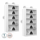 Bush Furniture - Bibliothèque à 5 tablettes Universal UB003PW - blanc pur - ensemble de 2-Trois tablettes ajustables solides de 1 po d’épaisseur dans chaque bibliothèque pour des possibilités de rangement polyvalentes