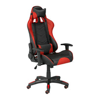 Brassex Inc. – Fauteuil de jeu Sorrento avec basculement et inclinaison, noir/rouge-Hauteur réglable avec vérin hydraulique