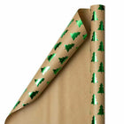 JAM Paper -  Emballage cadeau – Papier d'emballage kraft de Noël – 50 m² au total – Arbres verts sur papier kraft marron – 2 rouleaux/paquet-Taille : 50 pieds carrés au total (25 pieds carrés par rouleau)