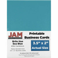 JAM Paper - Cartes de visite imprimables, 3-1/2 po x 2 po, bleu mer, paquet de 100-Couleur: bleu mer