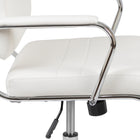 Flash Furniture Chaise De Bureau Pivotante Exécutive Leathersoft Panel-Blanc (BT20595M2WH)-Les bras rembourrés en métal chromé soutiennent le haut du corps