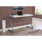 Monarch Specialties - 7372 Bureau 48 po L - Blanc/Metal Argent-Plateau spacieux pour ordinateur, papeterie, lampe et tous vos instruments essentiels de travail