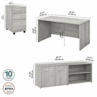 Bureau 60 po x 30 po avec retour et classeur mobile Studio C de Bush Business Furniture - gris platine/gris platine-Bois d’ingénierie en gris platine/gris platine
