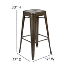 Flash Furniture Tabouret De Bar 30" - Empilable-Gun Metal Gris - Paquet de 4 (4ET3132030GNR)-Convient aux îlots de cuisine et aux restaurants
