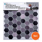 CTG – Carreaux muraux à motif hexagonal, multi-gris, 6 pièces-Polyvalent: utilisez les collants muraux pour dosseret à peler et coller pour les murs d'évier de cuisine, le dosseret de salle de bain, les murs de chambre à coucher, la buanderie, l'escalier ou sur toute autre surface plane non poreuse