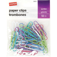 Staples - Trombones géants recouverts de vinyle, couleurs variées à la mode, paquet de 50-Trombones en vinyle qui glissent facilement