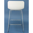 Cathay Importers – Tabouret de comptoir blanc, dossier bas et pieds traîneau chromés, paq./2-Hors-tout : 35 haut. x 19,5 larg. x 19 prof. (po) ; siège : 26 haut. x 17 larg. x 18 prof. (po)