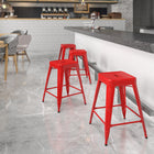 Flash Furniture – Tabouret de comptoir en acier de 24 po à siège carré et sans dossier, int/ext, rouge (CH3132024RED)-Conception sans dossier