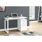 Monarch Specialties - 7690 Bureau 48 po L - Blanc Orientation Gauche Ou Droite-La configuration réversible permet d'installer le bloc-tiroirs avec 2 petits tiroirs et 1 grand tiroir pour dossiers suspendus de format lettre ou légal à gauche ou à droite