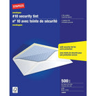 Staples - Enveloppes de sécurité nº 10 avec rabats gommés, 4 1/8 po x 9 1/2 po, 24 lb, blanc, paquet de 500-Enveloppes n° 10 polyvalentes, idéales pour l'envoi de lettres, chèques, factures et autres