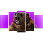 Designart – Imprimé sur toile, violet, grizzly féroce, 5 panneaux (PT2348-373)-Impression