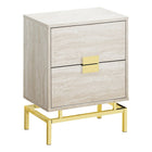 Monarch Specialties - 3493 Table D'Appoint - 24 po H/Marbre Beige/Metal Or-Dessus de table rectangulaire spacieux fini en marbre beige