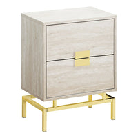 Monarch Specialties - 3493 Table D'Appoint - 24 po H/Marbre Beige/Metal Or-Dessus de table rectangulaire spacieux fini en marbre beige