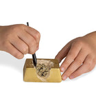 National Geographic Trousse d’excavation ‘Or des fous’-Le kit comprend :
1 brique, 1 pépite de pyrite, 1 outil de creusement et de brossage, 1 guide d'apprentissage avec instructions.