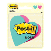 Post-it - Feuillets super collants, formes amusantes, coeur, 3 po x 3 po, 150 feuillets, paq./2 blocs-Touche unique pour vos rappels