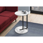 Monarch Specialties - 2210 Table D'Appoint - 24 po H/Faux Marbre Blanc/Metal Noir-Dimensions du produit: 23,75 po H x 18,25 po L x 18,25 po L