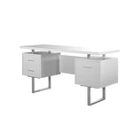 Monarch Specialties - 7081 Bureau 60 po L - Metal Argent/Blanc-Un bureau d'ordinateur élégant et contemporain de 60 pouces de long avec rangement fermé pour créer un espace de travail fonctionnel dans votre bureau à domicile.
