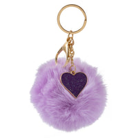 Merangue - Porte-clés Pompon avec Breloque - Coeur Violet-Porte-clés pompon pour accessoiriser et styliser vos essentiels du quotidien
