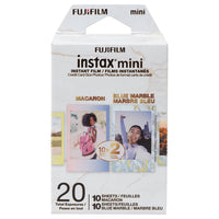Ensemble de films instantanés FUJIFILM Instax Mini - Marbre bleu/Macaron - Paquet de 2-Photos instantanées Instax Mini à motifs luxueux en bordure
