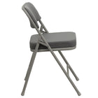 Chaise pliante HERCULES à triple entretoise et double charnière incurvée en tissu gris et métal gris-300 lb Capacité de poids