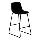Monarch Specialties - 7754 Tabouret De Bar - Simili-Cuir Noir/Metal Noir-Style moderne, avec dossier et siège incurvés et confortables reembourré en similicuir noir