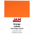 Jam Paper Étiquettes autocollantes pleine page Astrobright, 8 1/2 x 11 po, orange orbite, 10/paquet-Orange