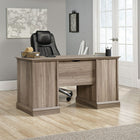 Sauder 59"W La Collection Barrister Lane Bureau Ministre - Finition Salt Oak-Deux tiroirs dotés de glissières métalliques et de butées de sécurité pour ranger les éléments essentiels du bureau