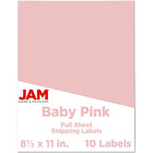 JAM Paper - Étiquettes d'expédition papier autocollant pleine page - 8 1/2 po x 11 po - Pastel rose bébé - Paquet de 10-Emballage anglais seulement