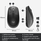 Logitech M190 Souris Sans Fil Ambidextre - Graphite-Confort optimal pour votre main droite ou votre main gauche avec une forme profilée conçue pour suivre la courbe naturelle des grandes mains