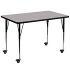 Flash Furniture – Table d’activités mobile, hauteur ajustable, surface en stratifié de 72 x 36 x 1,25 po, gris (XUA3672RECGYHAC)-Gris/fini chromé, placage en stratifié, acier