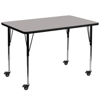 Flash Furniture – Table d’activités mobile, hauteur ajustable, surface en stratifié de 72 x 36 x 1,25 po, gris (XUA3672RECGYHAC)-Gris/fini chromé, placage en stratifié, acier