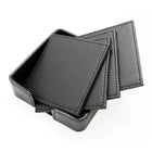 Ashlin® Ensemble de 4 sous-verres carrés Thames avec boîte ouverte assortie, noir-Ensemble de 4 sous-verres carrés. Les sous-verres mesurent 3,75 pouces carrés. La boîte OUVERTE contient les 4 sous-verres.