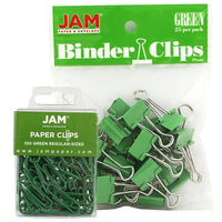 Jam Paper – Ensemble d’articles de bureau, trombones et pinces relieuses, vert (218334GR)-Trombones et pince-notes