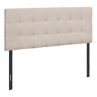 Monarch Specialties - 6004F Lit Double Tete De Lit - Tissus Beige-Tête de lit bouton touffeté et rembourré en tissu d'aspect lin beige