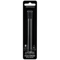 Merangue − Recharges pour stylo à bille compatibles Cross − pointe fine − noir − paquet de 2-Recharge de type croix ; encre noire