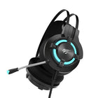 Havit - Casque d'écoute de jeu H2212U USB 7.1 son surround, fini caoutchouté avec microphone et voyant DEL, noir-Lampe DEL