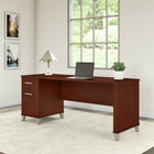 Bush Furniture - Bureau 72 po avec tiroirs Somerset - Cerisier Hansen-Le bureau d’ordinateur comprend un passe-fils pratique pour garder les fils et les câbles à l’écart