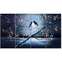 Designart – Imprimé sur toile, Oiseaux unis pour la vie, 4 panneaux, 48 po x 28 po, (PT1168-271)-Imprimé