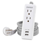 Staples - Câble de rallonge tressé de 6 pi 53053, 2 prises et 2 ports USB, gris-Câble de rallonge à deux prises c.a.