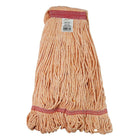 Tête de vadrouille / moppe synthétique de rechange - Bouclée à bandes étroites – Orange – Moyenne-Manche en métal vendu séparément