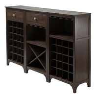 Winsome – Ensemble d’armoires à vin modulaires Ancona, 3 pièces-Chaque unité assemblée mesure 19 x 12,6 x 37,52 po.  Une unité a un porte-verres avec 20 fentes pour les bouteilles