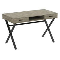 Safdie & Co. 47L Bureau - Métal Noir -Taupe Foncé 2 Tirroirs 1 Étagère-Bureau spacieux pour un ordinateur portable, une lampe et des articles essentiels. Cet article peut être utilisé comme: bureau, table d'ordinateur, table de jeu et plus encore.